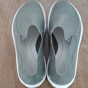 CROCS Gray Perforated Slip-Ons